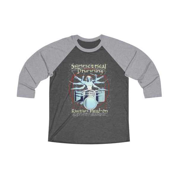 Symmetrical Drumming V4 - Unisex Tri-Blend 3/4 Raglan Tee