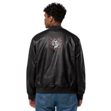 Load image into Gallery viewer, Symmetrical Drumming V24 - Embroidered Unisex Leather Bomber Jacket