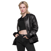 Load image into Gallery viewer, Symmetrical Drumming V24 - Embroidered Unisex Leather Bomber Jacket