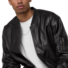 Load image into Gallery viewer, Symmetrical Drumming V24 - Embroidered Unisex Leather Bomber Jacket