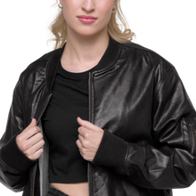 Load image into Gallery viewer, Symmetrical Drumming V24 - Embroidered Unisex Leather Bomber Jacket