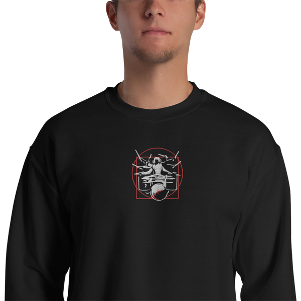 Symmetrical Drumming V24 - Embroidered Unisex Sweatshirt
