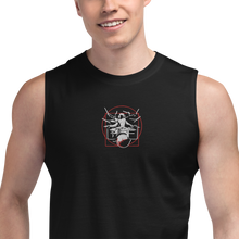 Load image into Gallery viewer, Symmetrical Drumming V24 - Embroidered Unisex Muscle Shirt