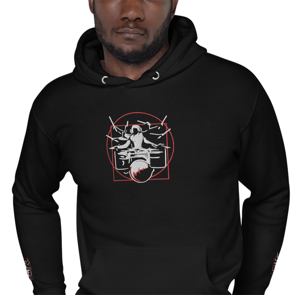 Symmetrical Drumming V24 - Embroidered Unisex Hoodie