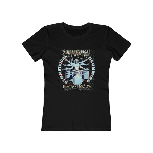 Symmetrical Drumming V3 - Women's Boyfriend Tee - Keen Eye Design