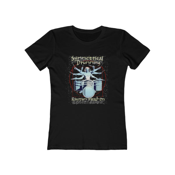 Symmetrical Drumming V4 - Women's Boyfriend Tee - Keen Eye Design