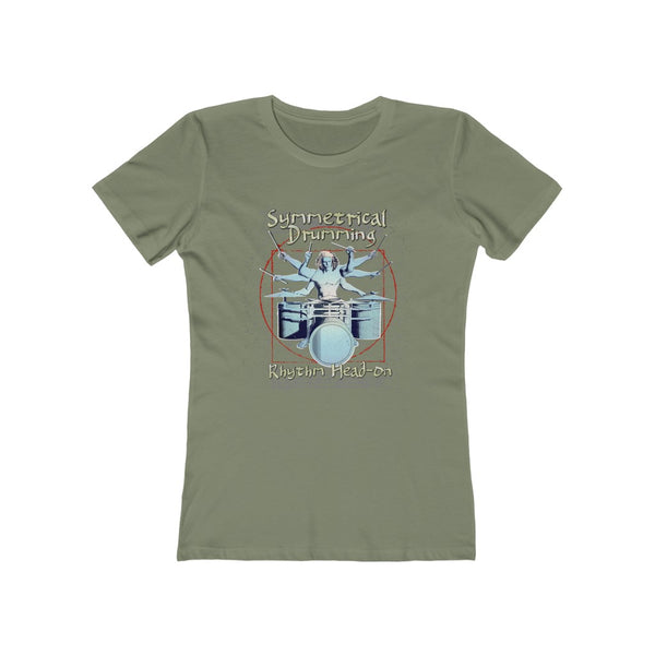 Symmetrical Drumming V4 - Women's Boyfriend Tee - Keen Eye Design