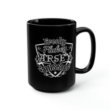 Load image into Gallery viewer, Freaky Flukey Arsey Aussie - Black Mug 15oz