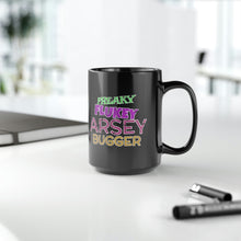 Load image into Gallery viewer, Freaky Flukey Arsey Bugger V4 (distressed) - Black Mug 15oz