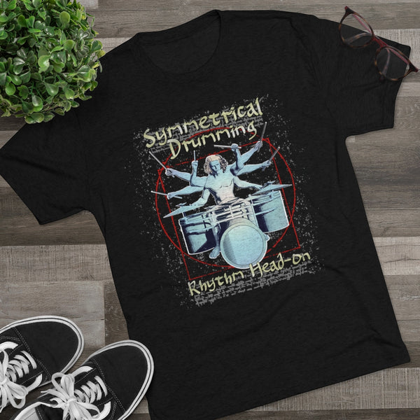 Symmetrical Drumming V4 - Unisex Tri-Blend Crew Tee - Keen Eye Design