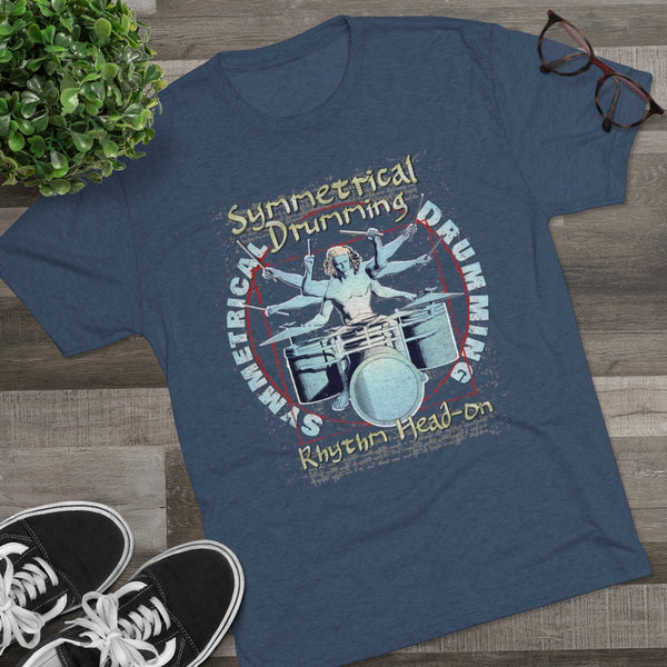 Symmetrical Drumming V3 - Unisex Tri-Blend Crew Tee - Keen Eye Design