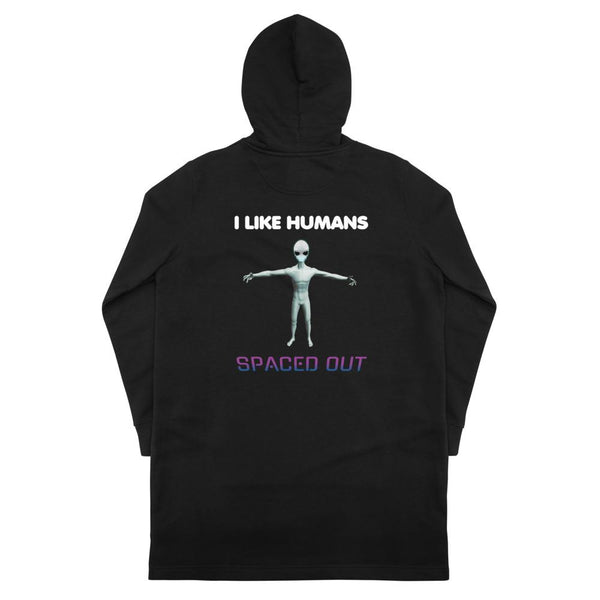 Alien Nurse - I Like Humans Spaced Out - Eco Hoodie Dress - Keen Eye Design