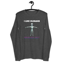 Load image into Gallery viewer, Alien Nurse - I Like Humans Spaced Out - Unisex Long Sleeve T-Shirt - Keen Eye Design