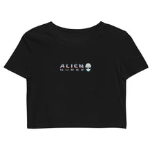Load image into Gallery viewer, Alien Nurse I Like Humans V1 (F&B) - Organic Crop Top - Keen Eye Design