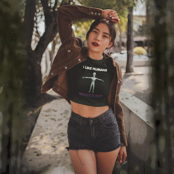 Alien Nurse I Like Humans V2 (F&B) - Organic Crop Top - Keen Eye Design