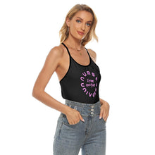 Load image into Gallery viewer, Alien Nurse (NFAU) - AOP Women's Black Criss-Cross Open Back Tank Top - Keen Eye Design
