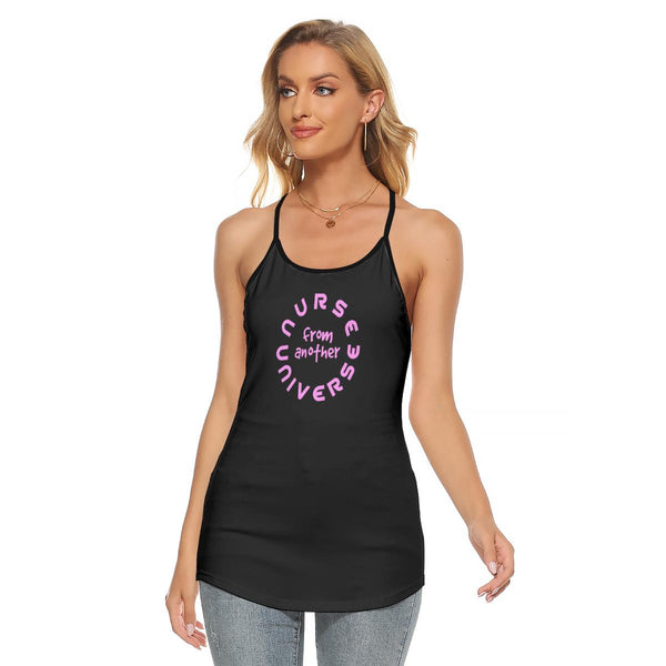 Alien Nurse (NFAU) - AOP Women's Black Criss-Cross Open Back Tank Top - Keen Eye Design
