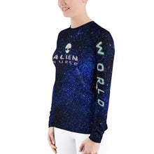 Load image into Gallery viewer, Alien Nurse - SPF38-40+ Women's AOP Starscape Rash Guard - Keen Eye Design
