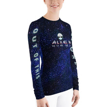 Load image into Gallery viewer, Alien Nurse - SPF38-40+ Women's AOP Starscape Rash Guard - Keen Eye Design