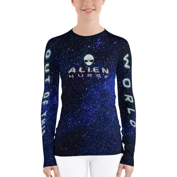 Alien Nurse - SPF38-40+ Women's AOP Starscape Rash Guard - Keen Eye Design