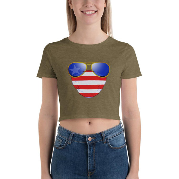 American Dude Abides - Women’s Crop Tee - Keen Eye Design