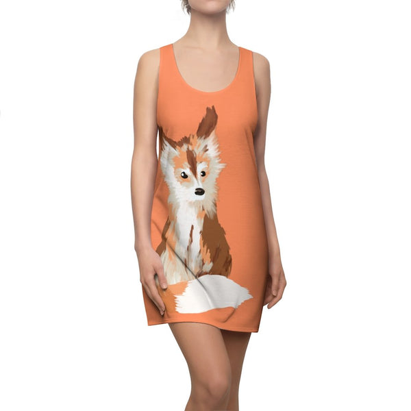 Baby Fox - Women's AOP Racerback Dress (Coral) - Keen Eye Design