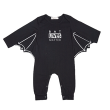 Load image into Gallery viewer, Bat Lives Matter - Baby's Long Sleeved Halloween Jumpsuit Bat Romper with Hat - Keen Eye Design