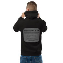 Load image into Gallery viewer, CRUSTYFLICKER Dogtag - Unisex Black Eco Raglan Hoodie (sleeves)