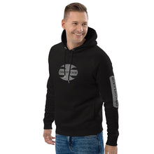 Load image into Gallery viewer, CRUSTYFLICKER Dogtag - Unisex Black Eco Raglan Hoodie (sleeves)