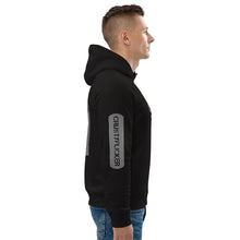 Load image into Gallery viewer, CRUSTYFLICKER Dogtag - Unisex Black Eco Raglan Hoodie (sleeves)