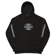 Load image into Gallery viewer, CRUSTYFLICKER Dogtag - Unisex Black Eco Raglan Hoodie (sleeves)