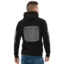 Load image into Gallery viewer, CRUSTYFLICKER Dogtag - Unisex Black Eco Raglan Hoodie (sleeves)