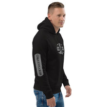 Load image into Gallery viewer, CRUSTYFLICKER Dogtag - Unisex Black Eco Raglan Hoodie (sleeves)