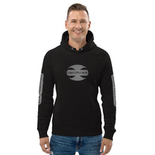 Load image into Gallery viewer, CRUSTYFLICKER Dogtag - Unisex Black Eco Raglan Hoodie (sleeves)