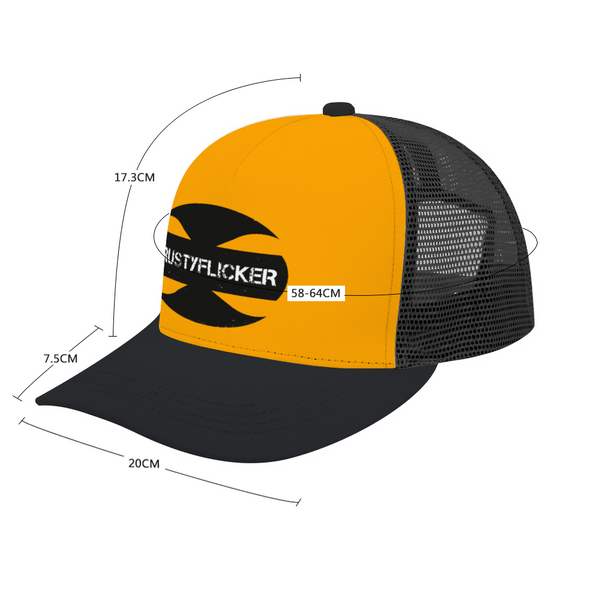 CRUSTYFLICKER Mojo - Adult Baseball Trucker Hat (Orange): Classic Athletic Adjustable Mesh Baseball Cap for men & women - Keen Eye Design