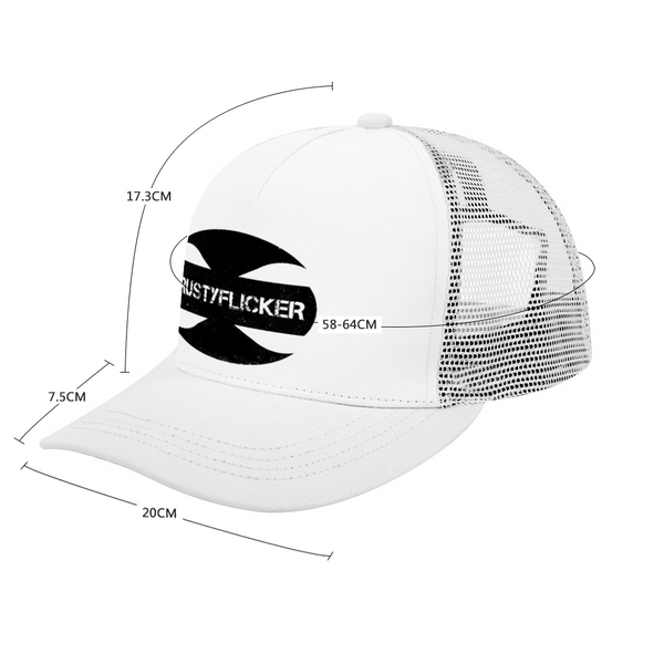 CRUSTYFLICKER Zen - Adult Baseball Trucker Hat (White): Classic Athletic Adjustable Mesh Baseball Cap for men & women - Keen Eye Design