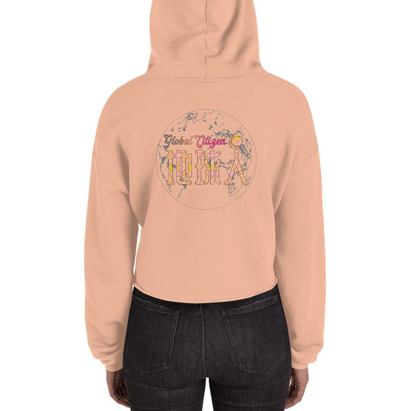 Diquiren Global Citizen (F&B) - Women's Crop Hoodie - Keen Eye Design
