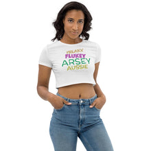 Load image into Gallery viewer, Freaky Flukey Arsey Aussie V2 - Organic Crop Top - Keen Eye Design