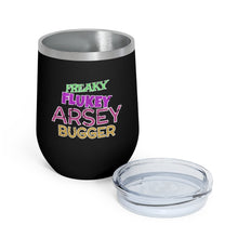 Load image into Gallery viewer, Freaky Flukey Arsey Bugger (V2 Distressed) - 12oz Insulated Wine Tumbler - Keen Eye Design