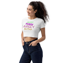 Load image into Gallery viewer, Freaky Flukey Arsey Mutha V2 - Organic Crop Top - Keen Eye Design