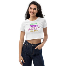Load image into Gallery viewer, Freaky Flukey Arsey Playa V2 - Organic Crop Top - Keen Eye Design
