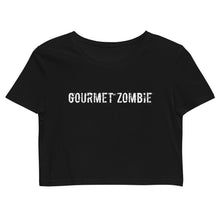 Load image into Gallery viewer, Gourmet Zombie (text) - Organic Crop Top - Keen Eye Design