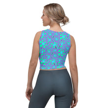 Load image into Gallery viewer, Greenflower Pattern on Blue - AOP Crop Top - Keen Eye Design