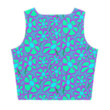Load image into Gallery viewer, Greenflower Pattern on Blue - AOP Crop Top - Keen Eye Design