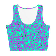 Load image into Gallery viewer, Greenflower Pattern on Blue - AOP Crop Top - Keen Eye Design