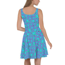 Load image into Gallery viewer, Greenflower Pattern on Blue - AOP Skater Dress - Keen Eye Design