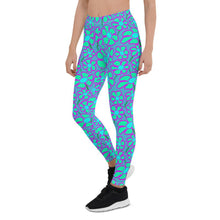 Load image into Gallery viewer, Greenflower Pattern on Blue - AOP Women's Leggings - Keen Eye Design