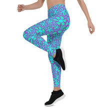 Load image into Gallery viewer, Greenflower Pattern on Blue - AOP Women's Leggings - Keen Eye Design