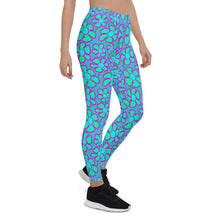 Load image into Gallery viewer, Greenflower Pattern on Blue - AOP Women's Leggings - Keen Eye Design