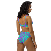 Load image into Gallery viewer, Greenflower Pattern on Blue - Recycled AOP High-Waisted Bikini - Keen Eye Design